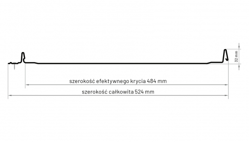 Blacha na rąbek zatrzaskoy Savoy - rysunek techniczny przekroju Blacha na rąbek zatrzaskoy Savoy - rysunek techniczny przekroju